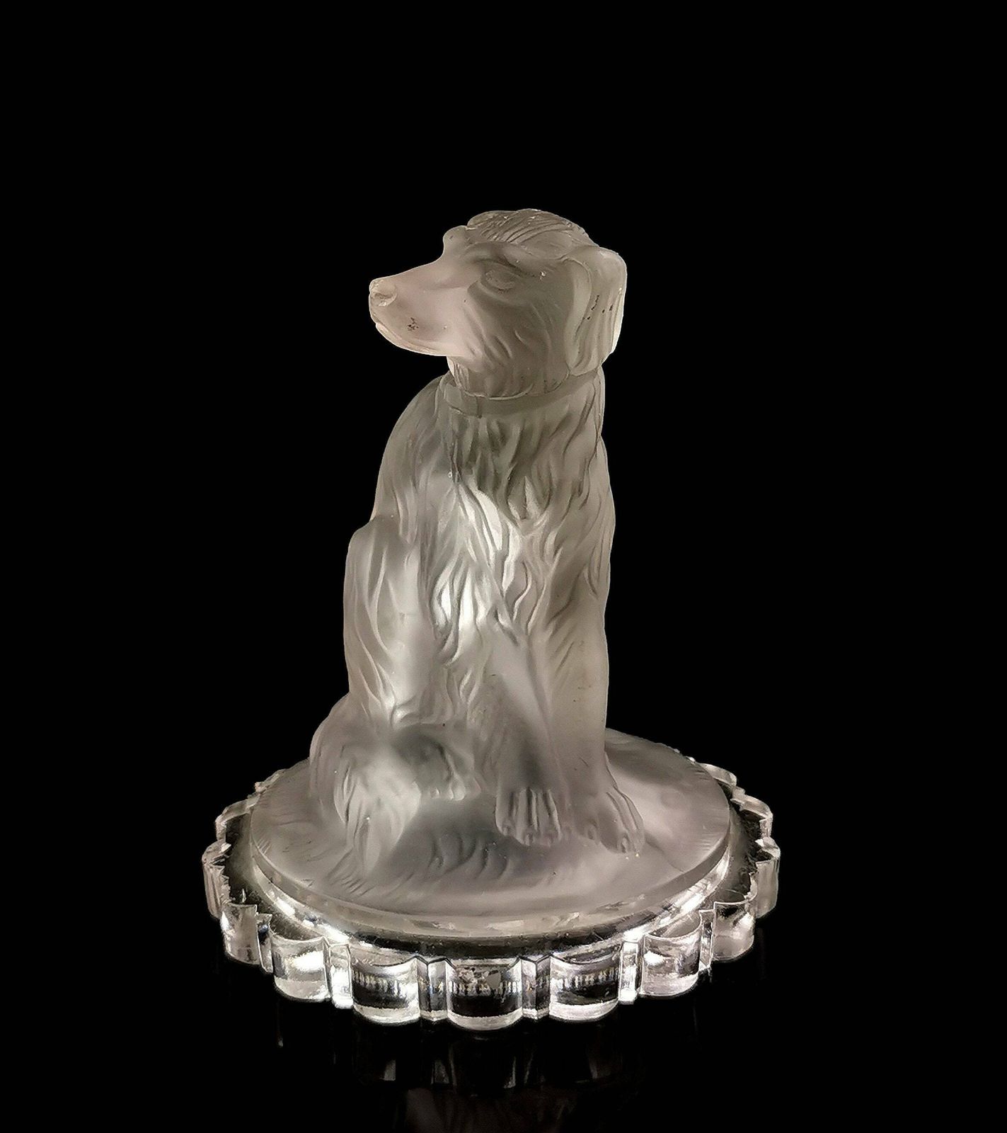 Antique Dog Sculpture, Pressed Glass Figure photo for sale