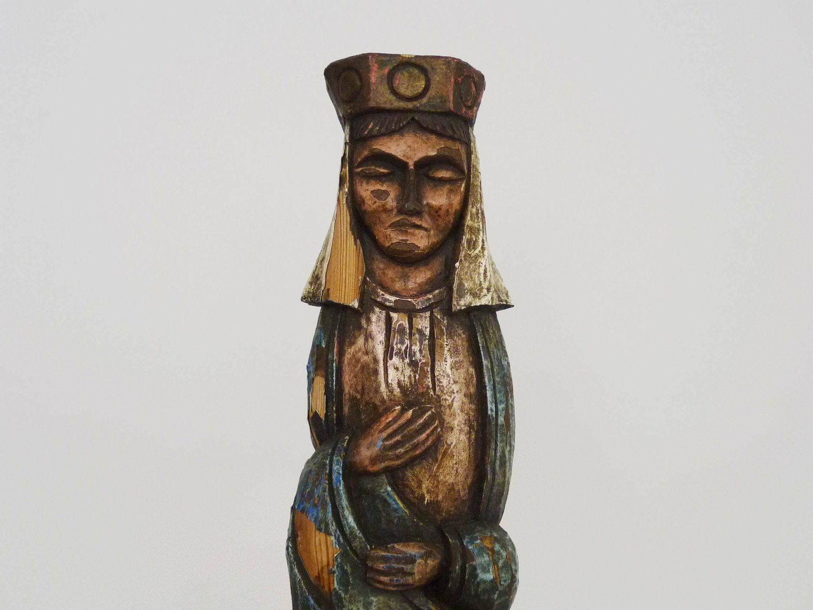 Magnificent And Large Virgin And Child, Our Lady Of Ortigas Murcia In Polychrome Wood. 50s 60s photo furniture