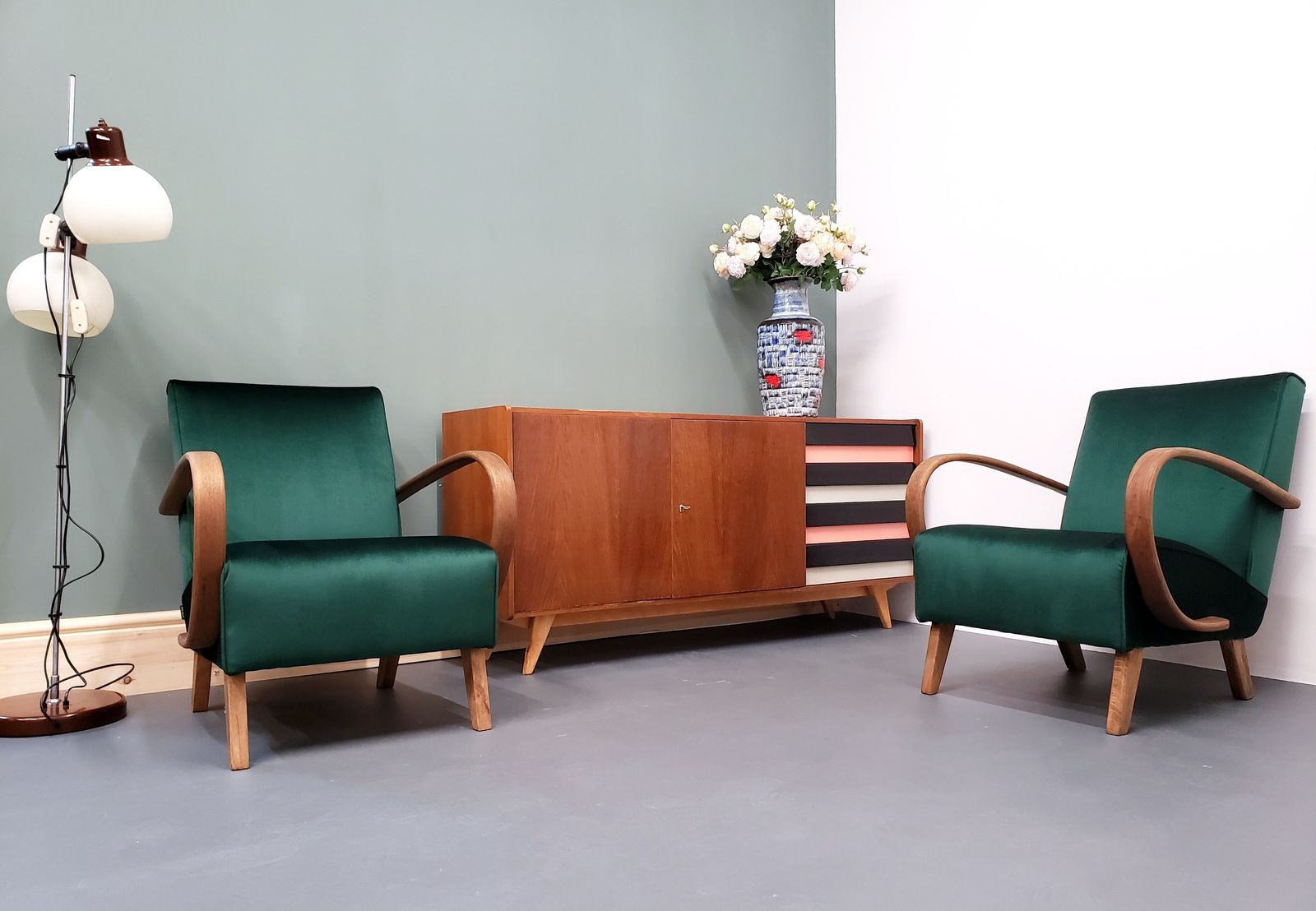 1966 Jiri Jiroutek Sideboard, Model U 460 In Black, White And Pink photo vinterior