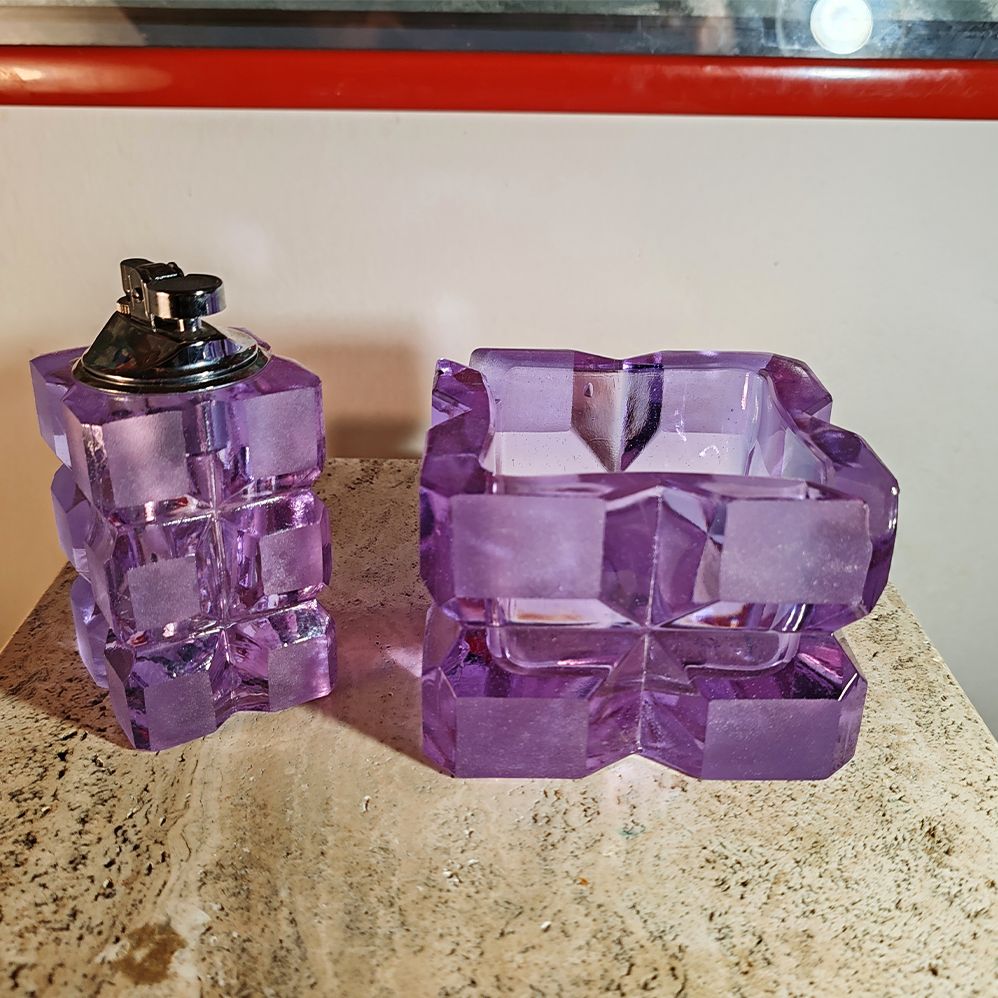 1970s Purple Smoking Set By Antonio Imperatore In Murano Glass . Made In Italy photo for sale