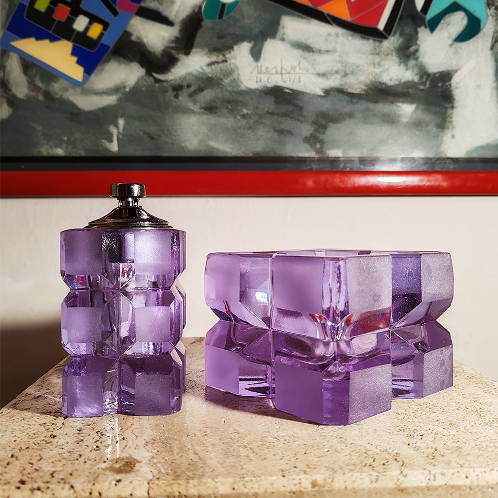 photo furniture 1970s Purple Smoking Set By Antonio Imperatore In Murano Glass . Made In Italy
