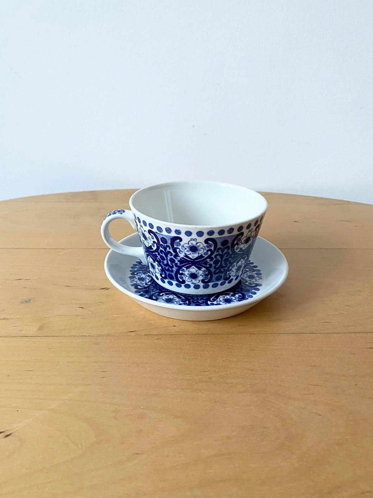Rare Arabia Finland Blue And White Cup And Saucer, Hand Painted Blue And White photo for sale
