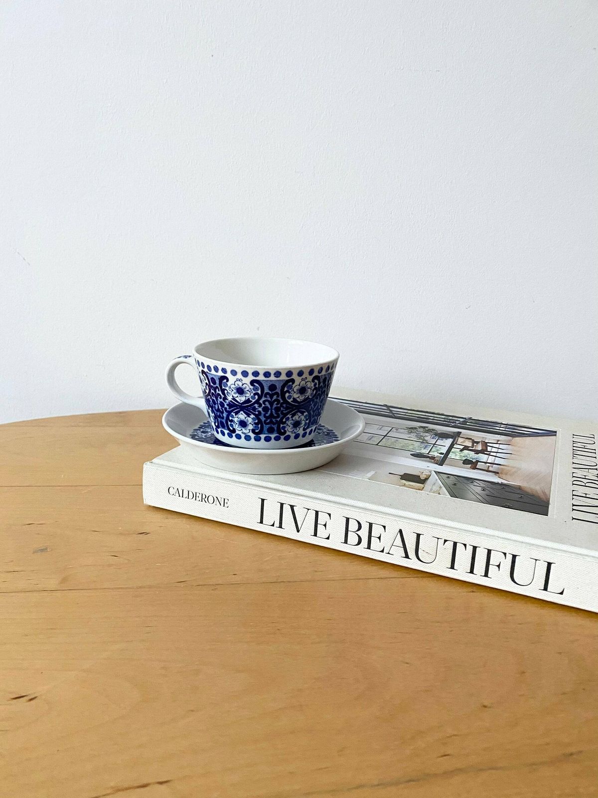 photo furniture Rare Arabia Finland Blue And White Cup And Saucer, Hand Painted Blue And White