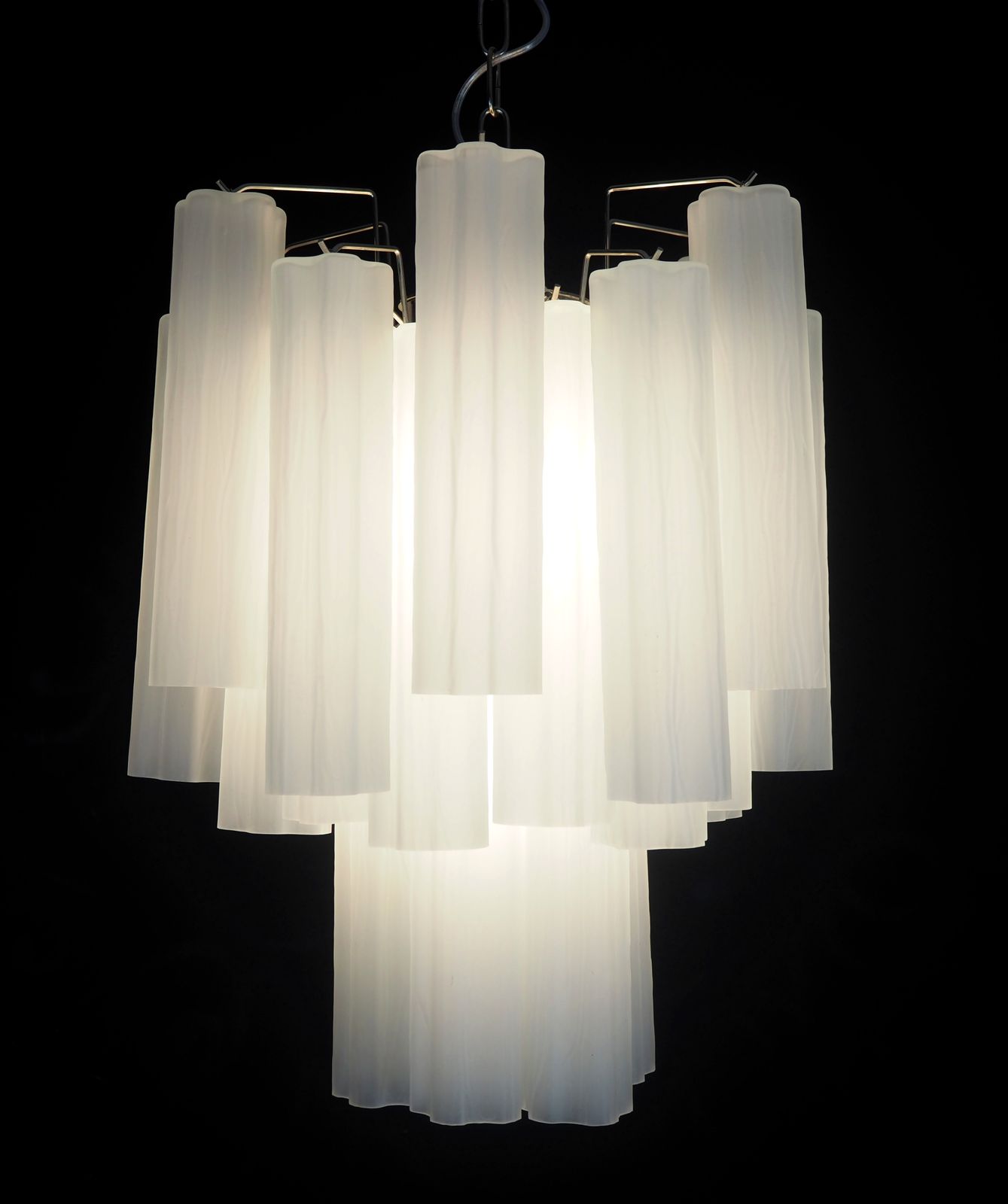 Fantastic Glass Tube Chandelier   30 Etched Glass Tube photo Lighting