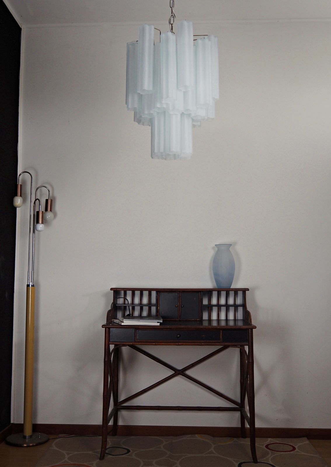 photo for sale Fantastic Glass Tube Chandelier   30 Etched Glass Tube