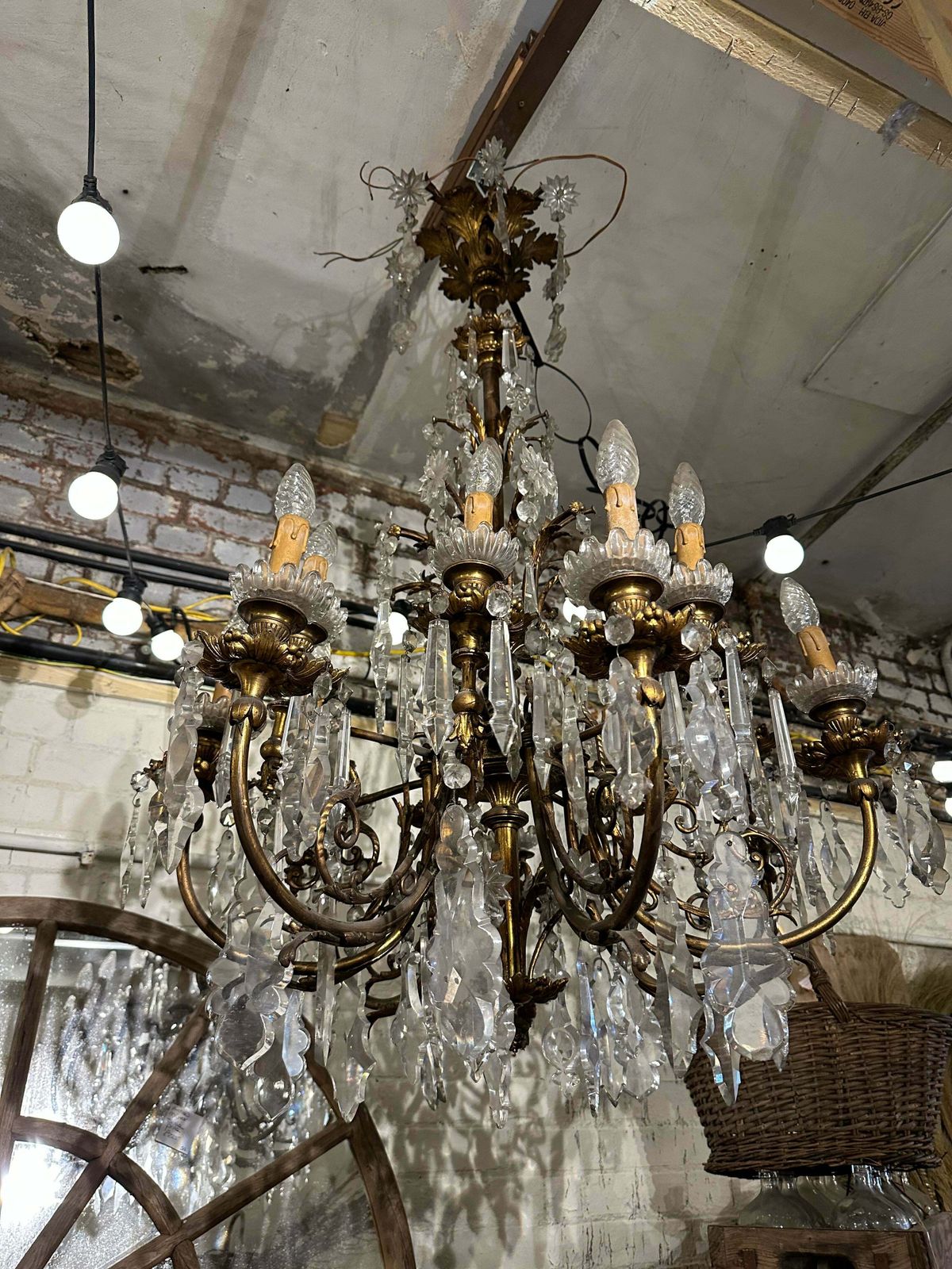 Rare, 19thc Bronze And Crystal, French Chandelier photo furniture