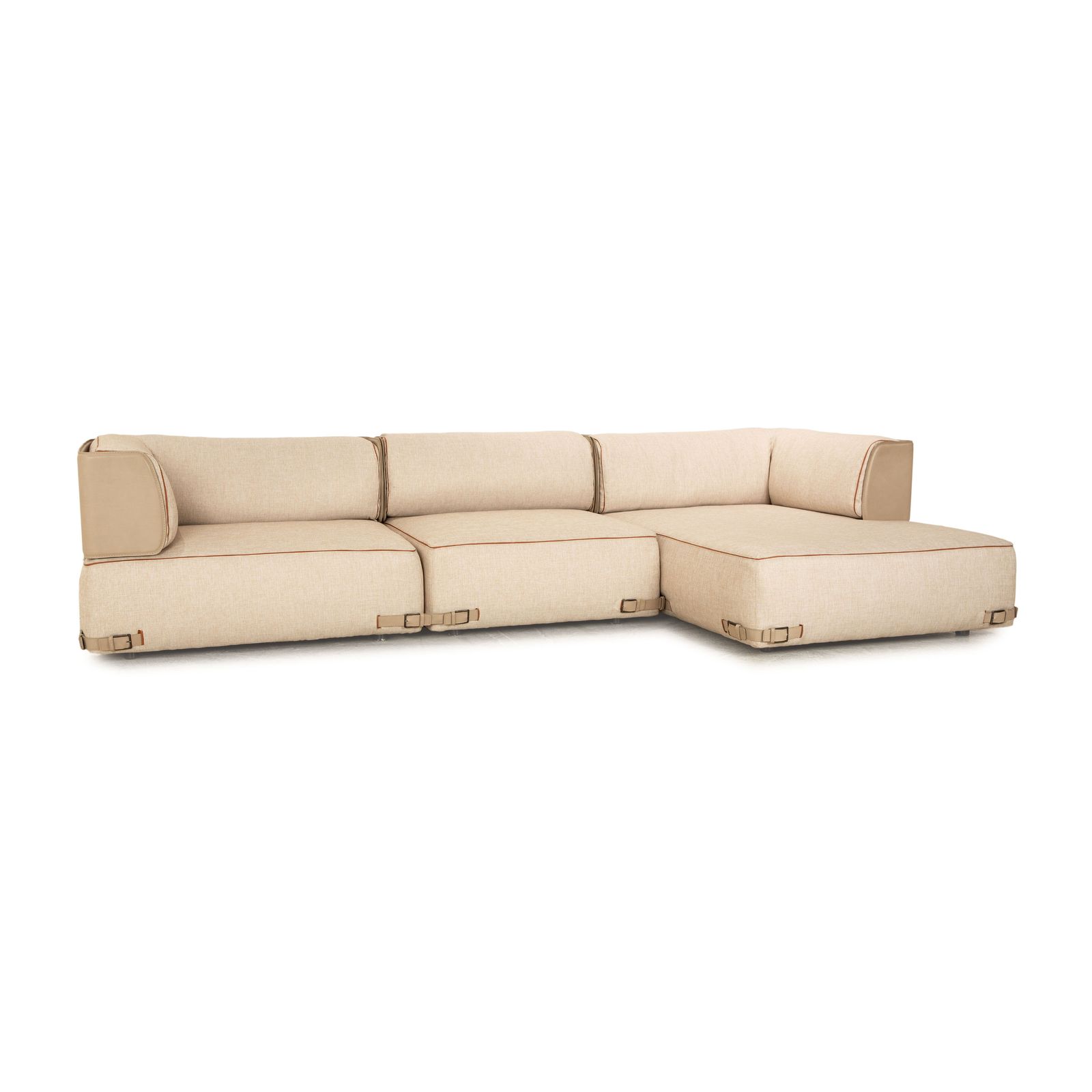 Fendi Soho Element Fabric Leather Corner Sofa Beige Brown Module Recamiere Right New Cover By Toan Nguyen