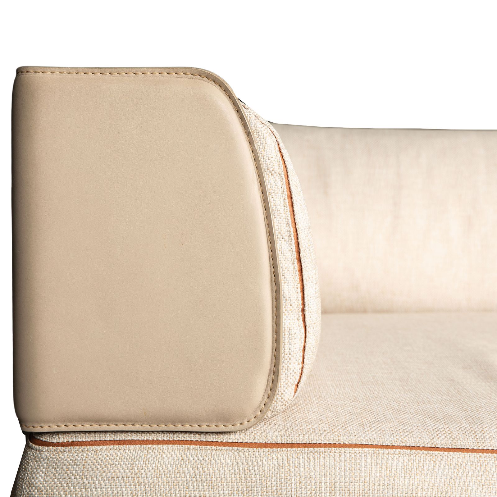 Canapé d'angle Fendi Soho Element en tissu et cuir, beige et brun, module méridienne droit, revêtement neuf, par Toan Nguyen photo buy