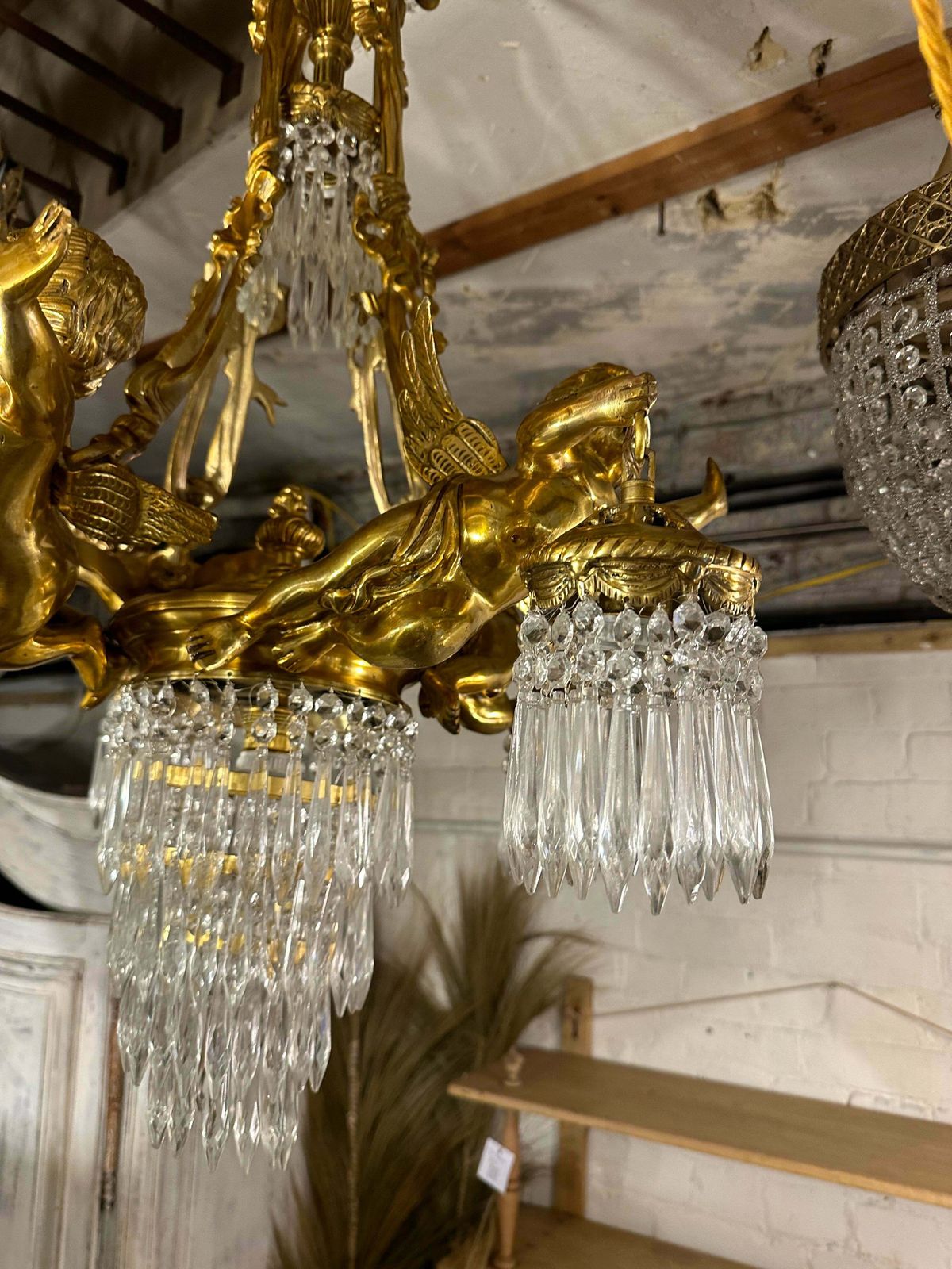 Solid Bronze, French 3 Tier Cherub Chandelier, With Crystal photo buy