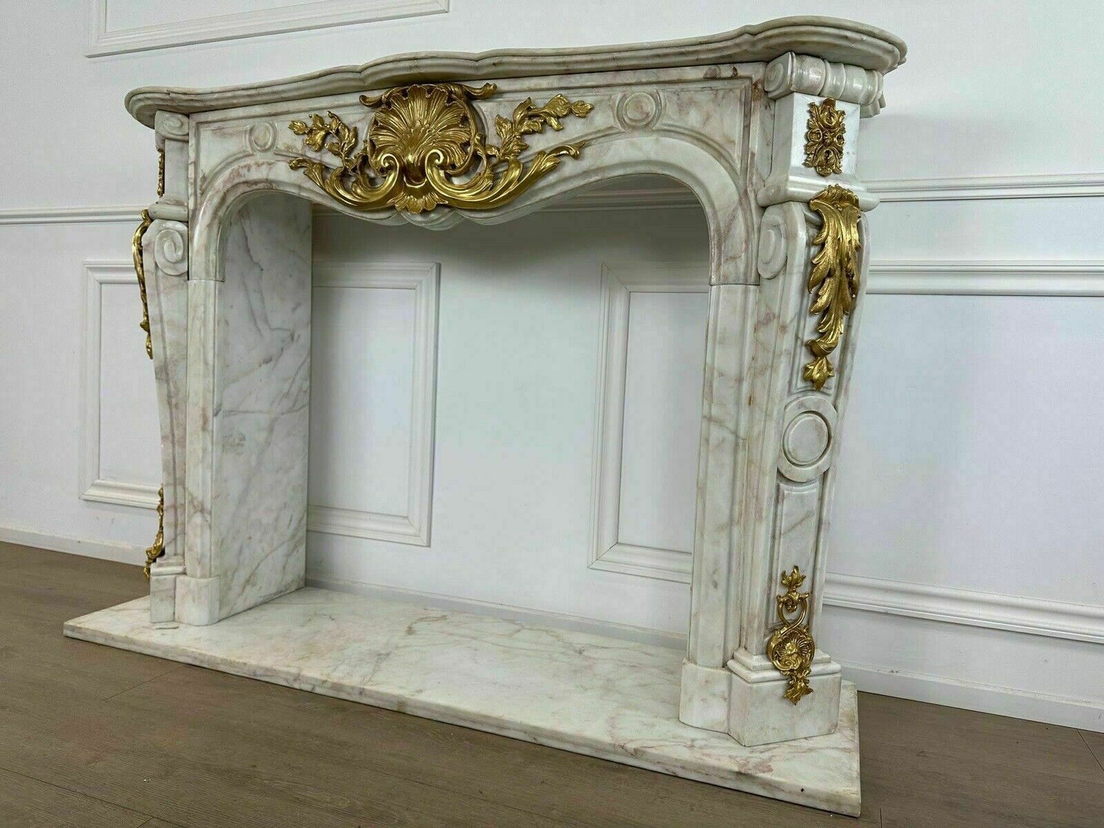 Rococo, Antique French Marble Fireplace photo for sale