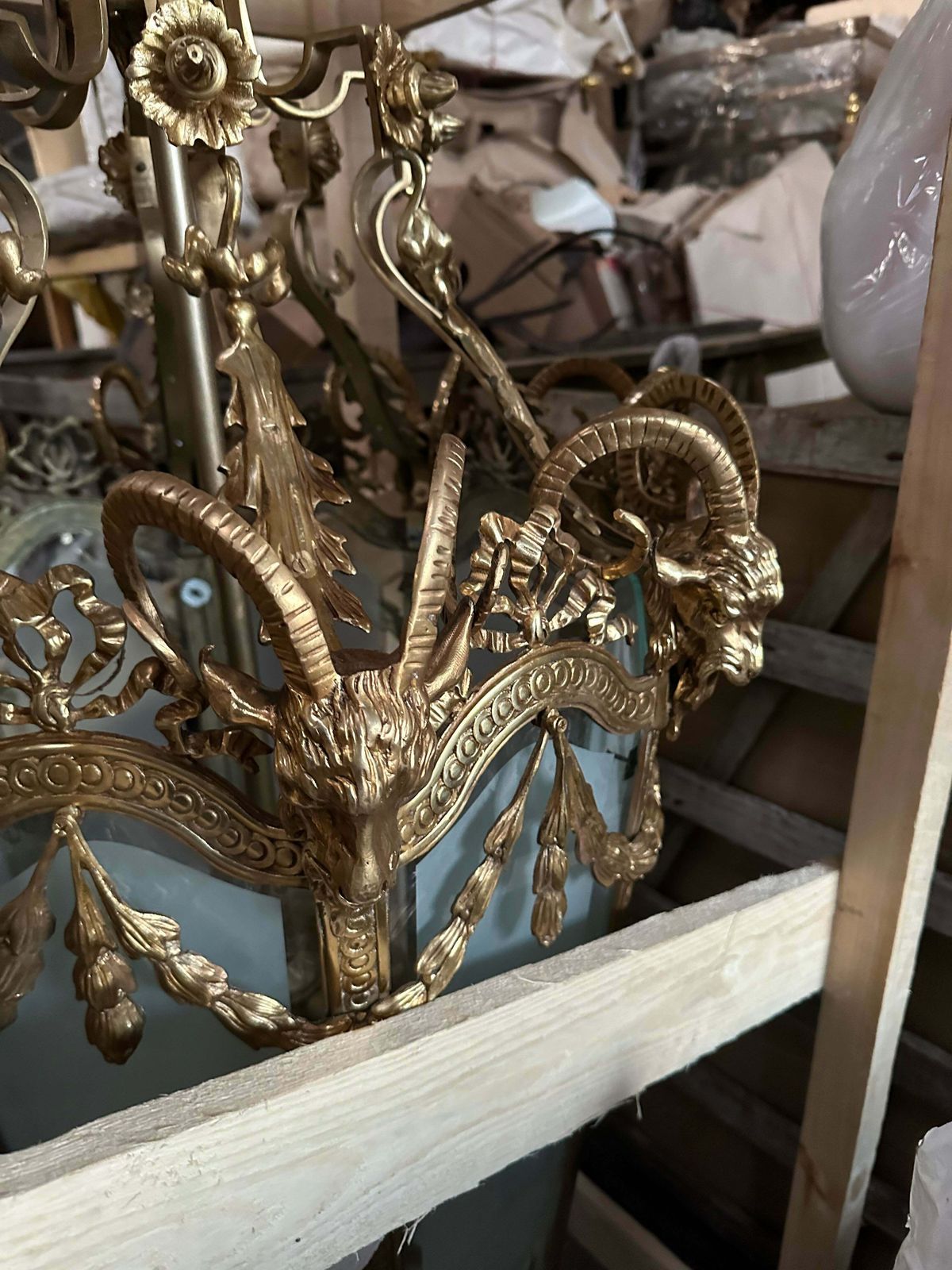 Extremely Rare, Bronze Antique Lanterns With Gargoyle Decorations And Etched Glass (Pair Available) photo furniture