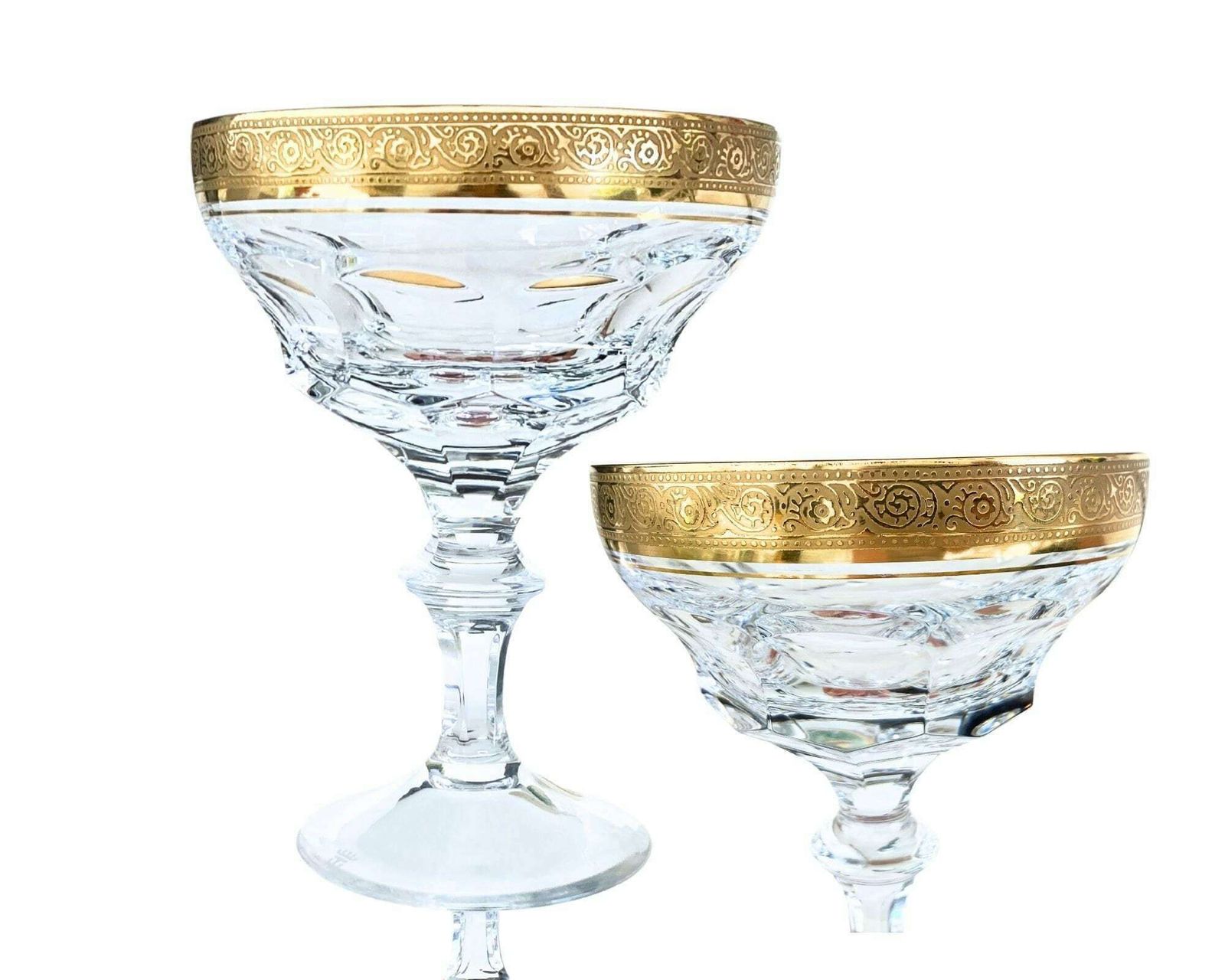 Kristallen Champagneglazen | 2 Stuks Grote Coupes | Theresienthal Bernadotte | Gesigneerd