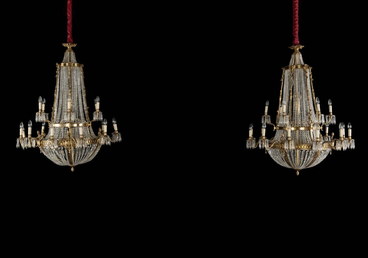 Matching Pair Of, French Empire Chandeliers From The Set Of Tv Show “The Crown” (Priced Individually)