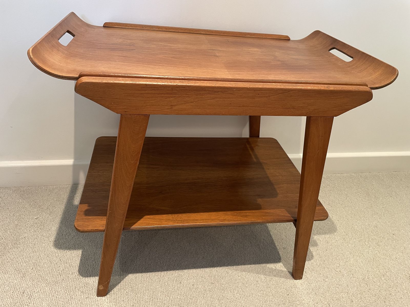 Midcentury Remploy Wooden Two Tier Drinks/Tea Trolley photo for sale