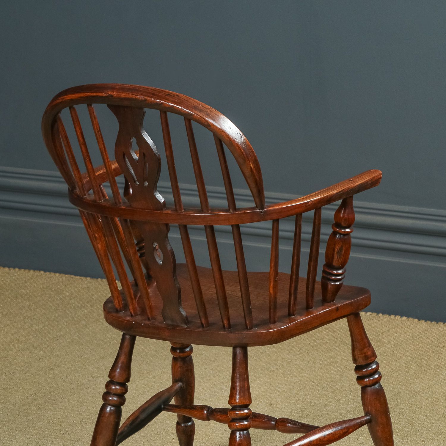 photo for sale Set Of 12 Twelve Victorian Ash & Elm Windsor Stick & Hoop Back Kitchen Dining Chairs (Circa 1870 – 1930)