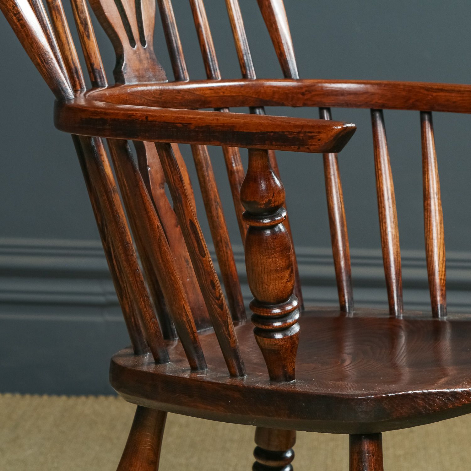 6450.0 Set Of 12 Twelve Victorian Ash & Elm Windsor Stick & Hoop Back Kitchen Dining Chairs (Circa 1870 – 1930) photo
