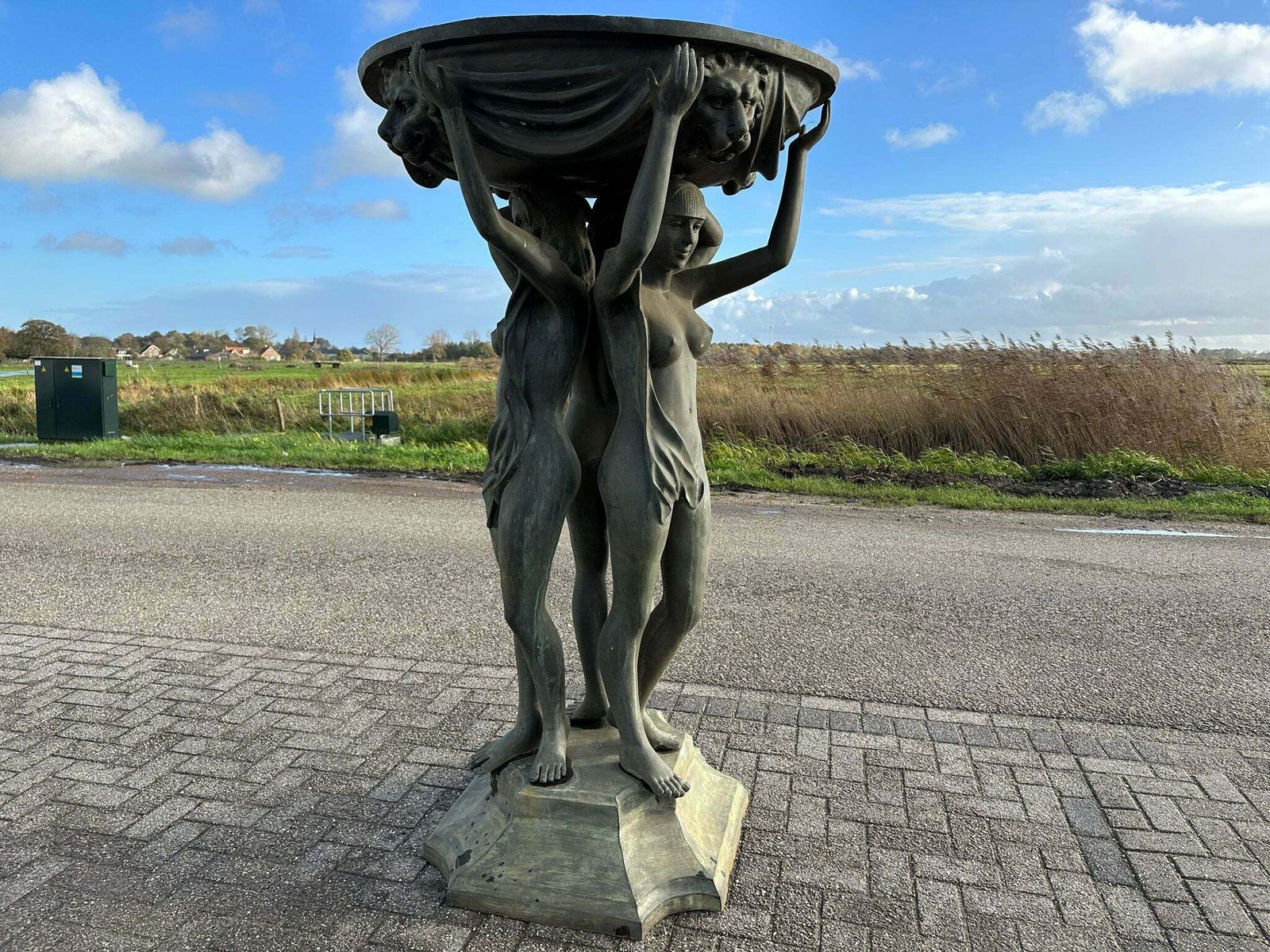 Very Rare, Antique Art Deco Solid Bronze Fountain photo Garden Decor
