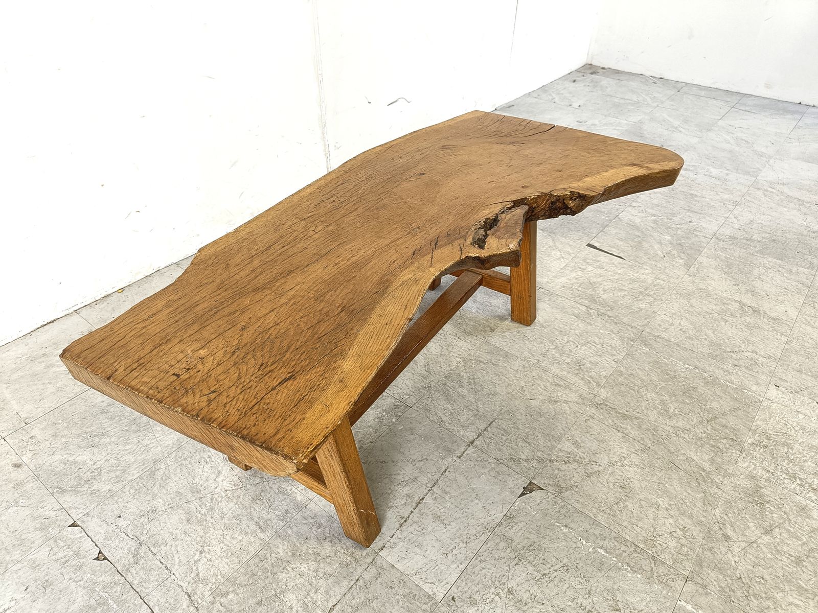 photo furniture Vintage Wooden Brutalist Coffee Table, 1960s