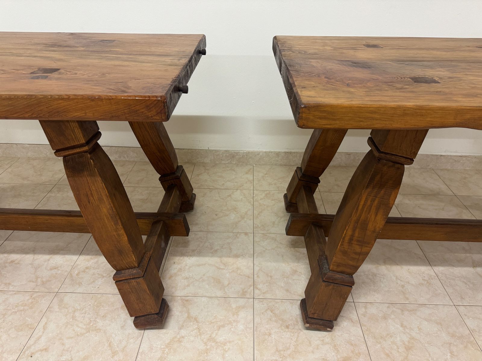 Pair Of Italian Brutalist Hall Side Tables photo buy