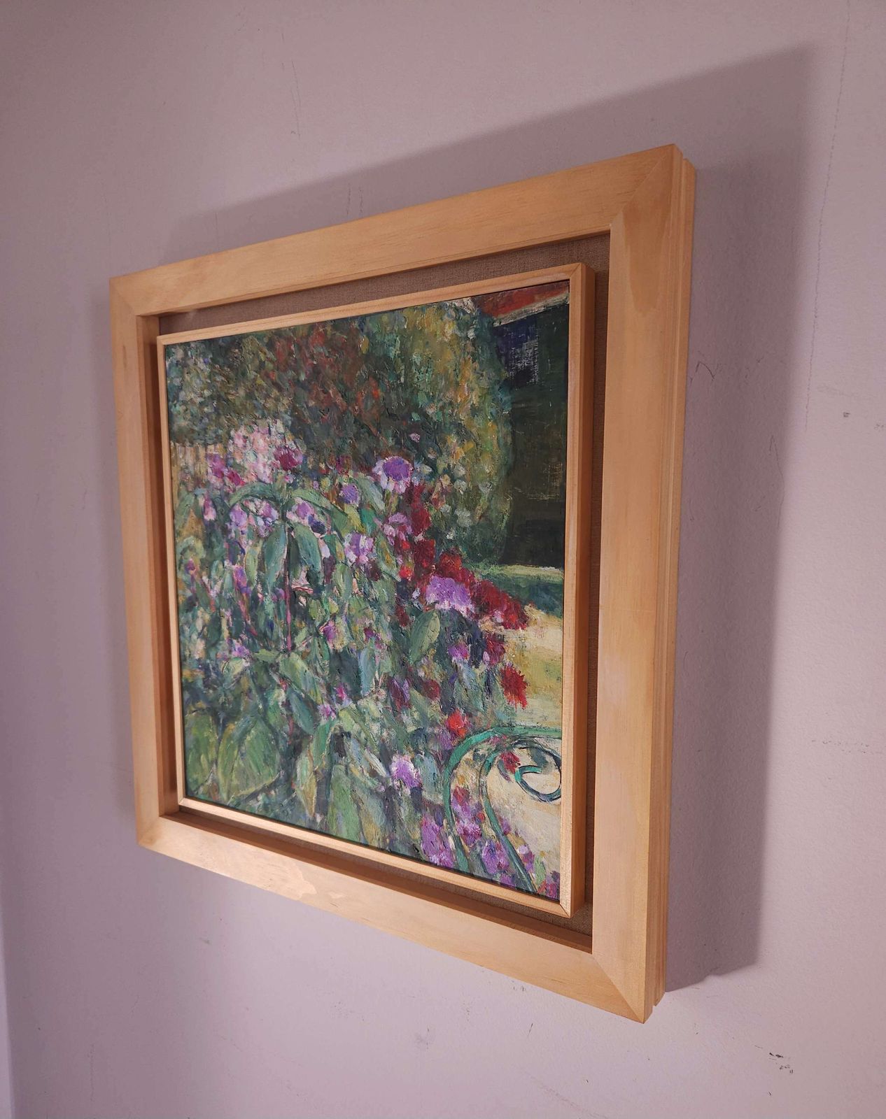 Framed Oil On Board Of Colourful Summer Garden By Suffolk Artist John Sergeant photo for sale