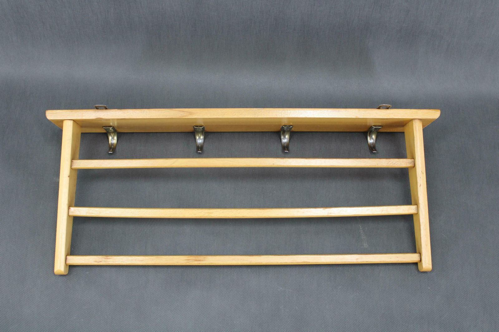 1960s Pair Of Mid Century Wooden Wall Hangers, Czechoslovakia photo vintage