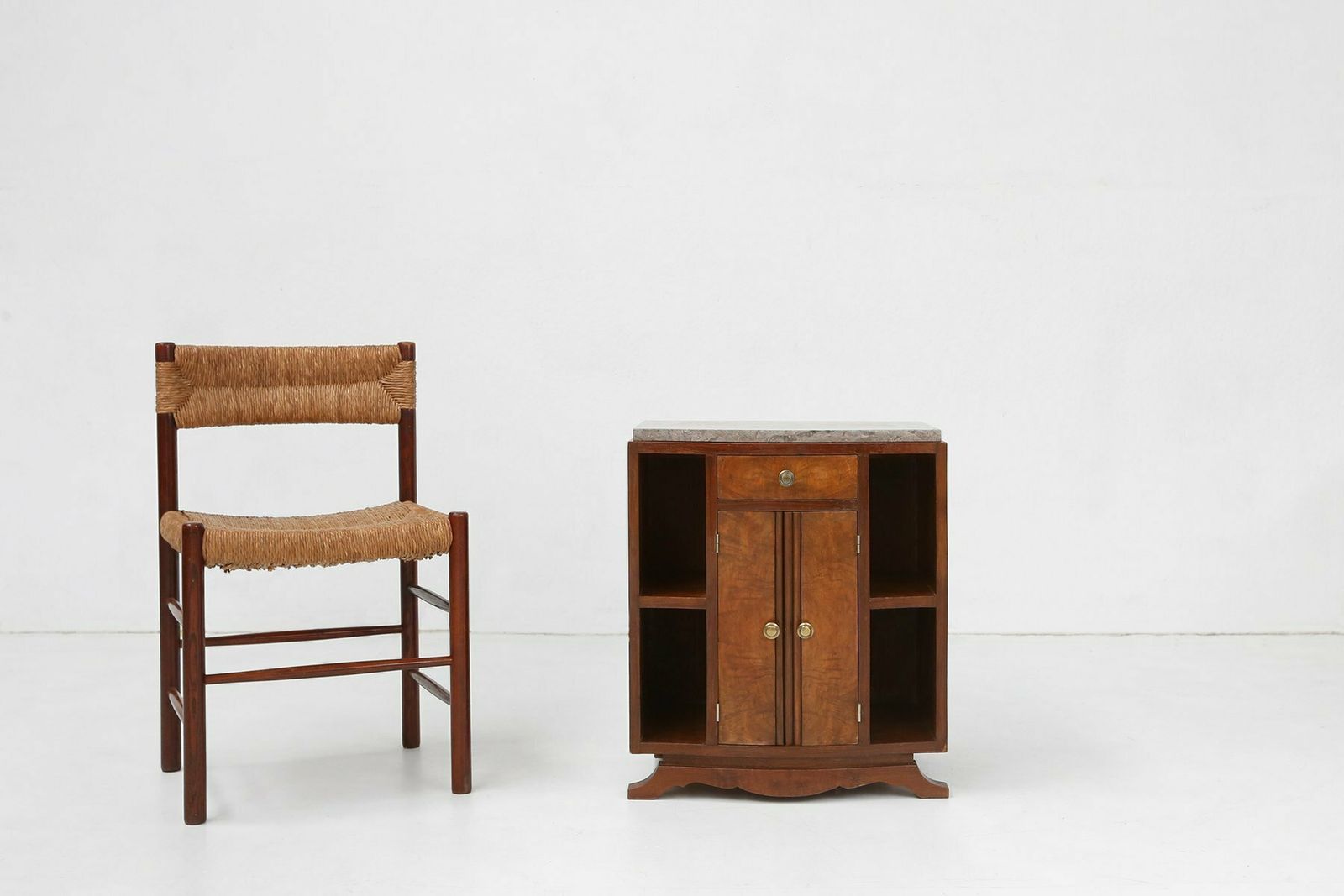 Art Deco Cabinet In Wood With Marble Top, France, 1930s photo furniture