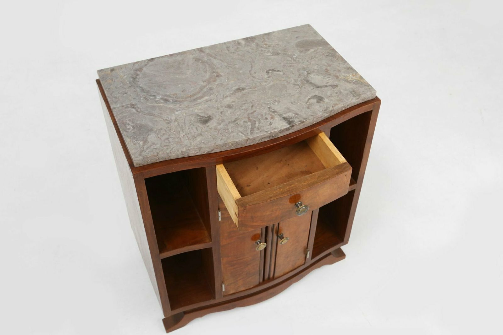Art Deco Cabinet In Wood With Marble Top, France, 1930s photo vintage