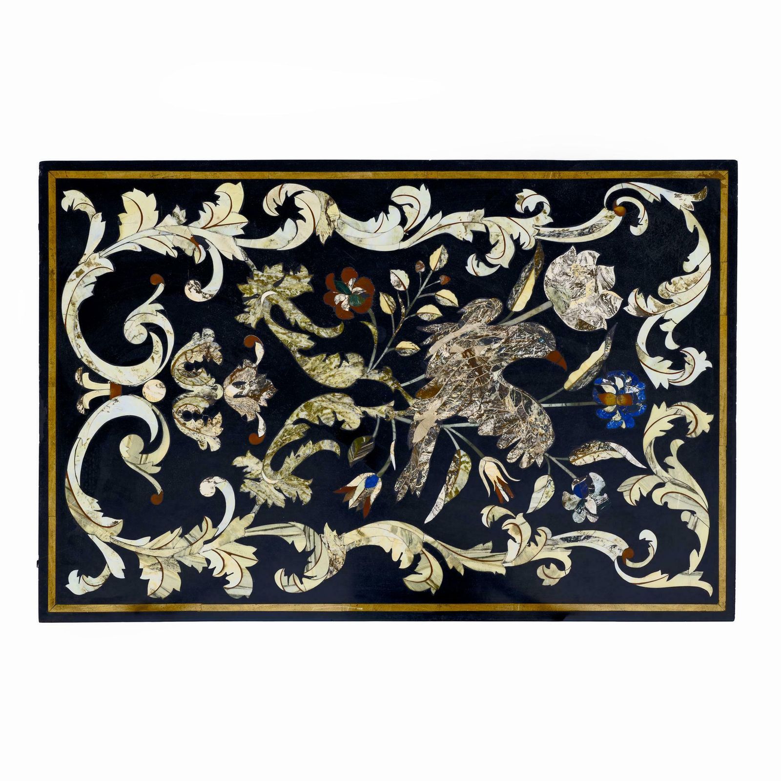 20th Century Italian Handmade Wrought Iron Coffee Table Frame Inlaid Marble Top photo Furniture