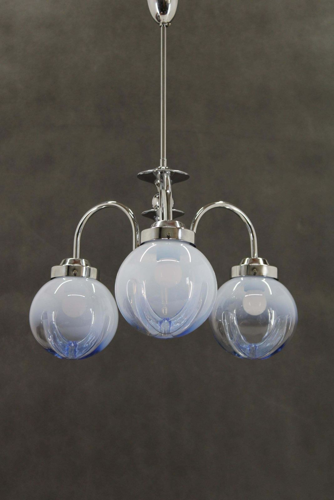 1960s Chrome Plated Chandelier With Murano Glass, Italy photo furniture