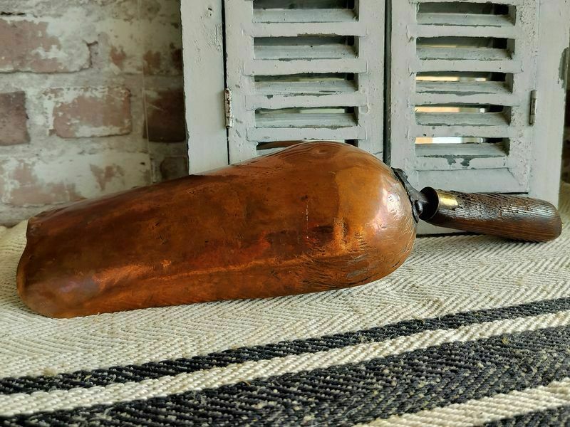 Antique French Copper Scoop With Wooden Handle photo furniture