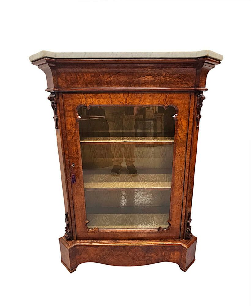 A Very Rare Pair Of 19th Century Carrara White Marble Top Cabinets photo furniture