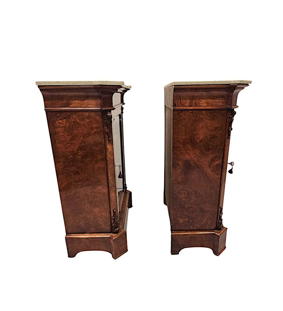 photo furniture A Very Rare Pair Of 19th Century Carrara White Marble Top Cabinets