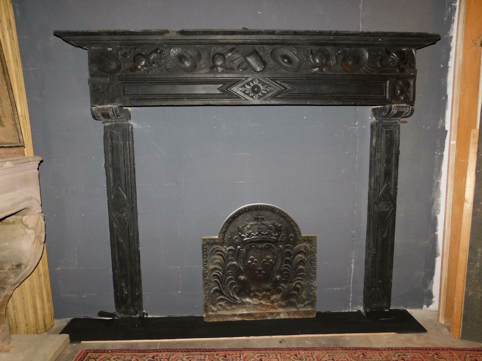 Fireplace Mantle Carved In Slate Stone, From Genoa (Italy) photo for sale