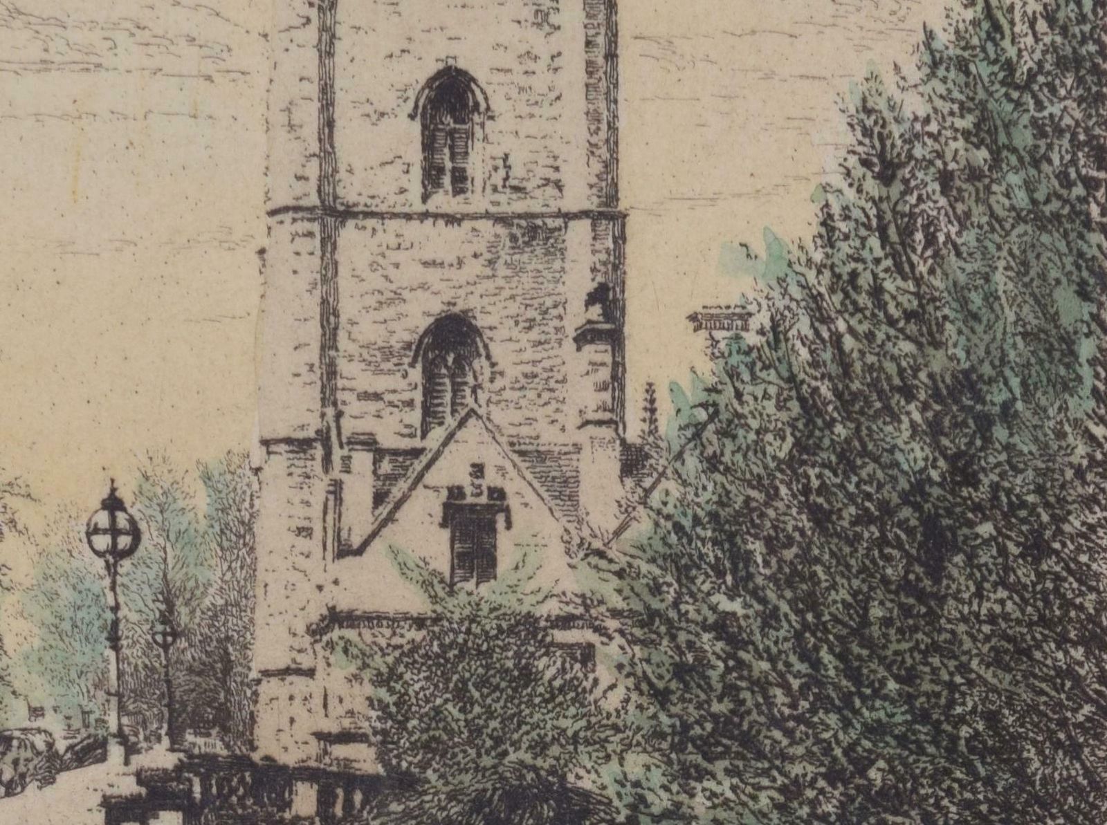 Richard H Tyrell Magdalen College, Oxford Tower Etching By Richard H Tyrell photo for sale