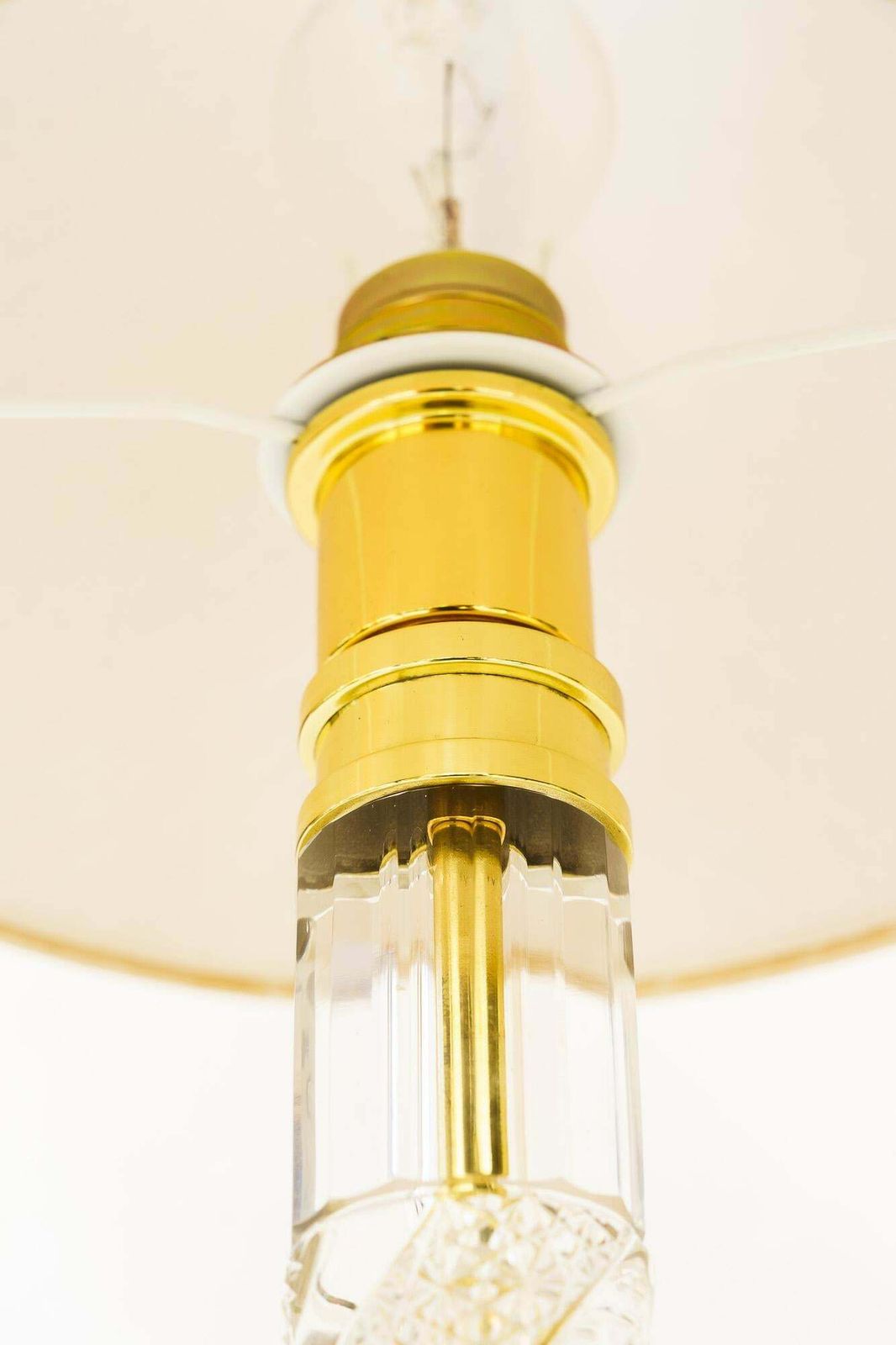 Big Art Deco Glass Rod Table Lamp With Fabric Shade Vienna Around 1920s photo Lighting