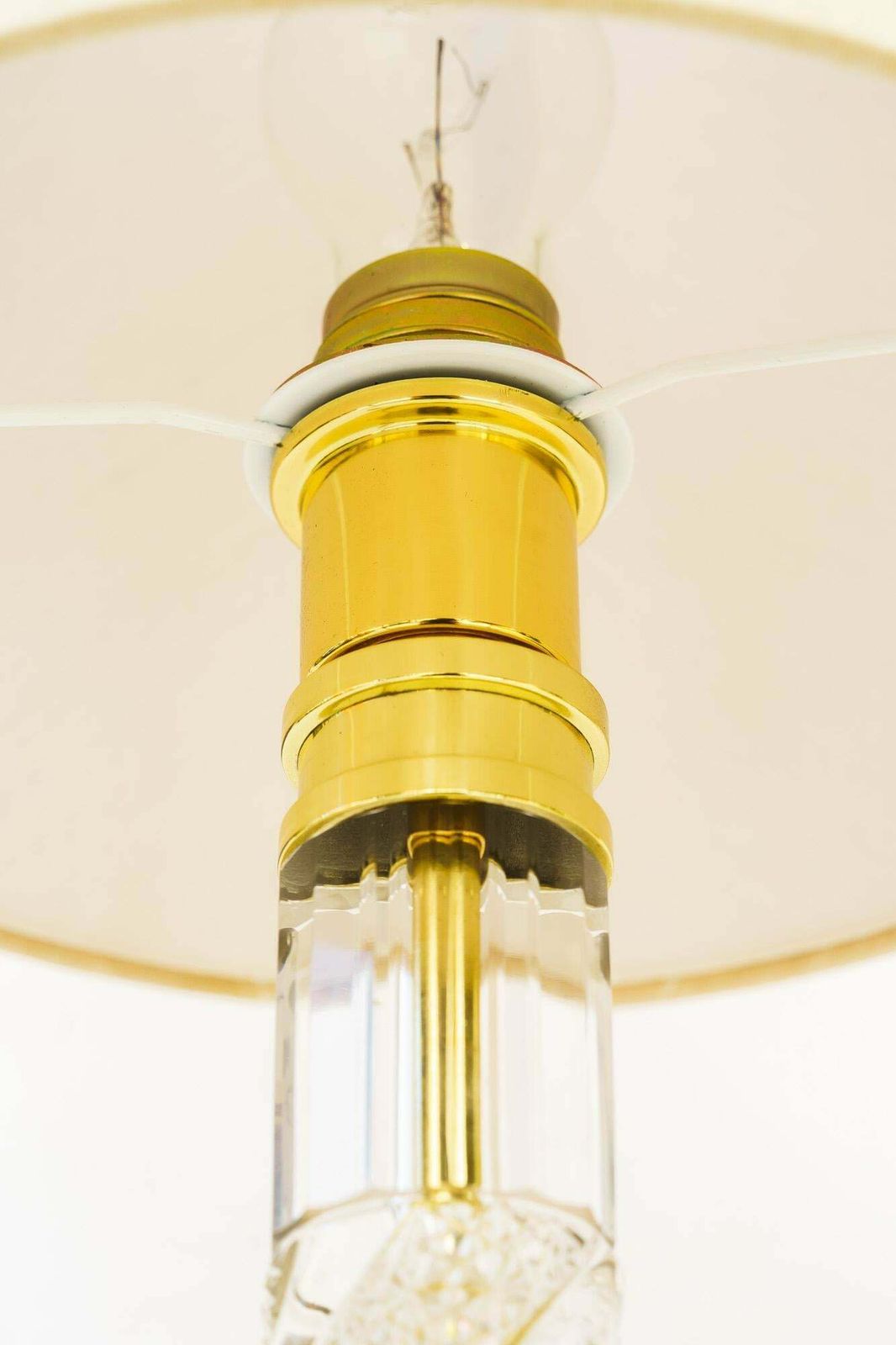 photo furniture Big Art Deco Glass Rod Table Lamp With Fabric Shade Vienna Around 1920s