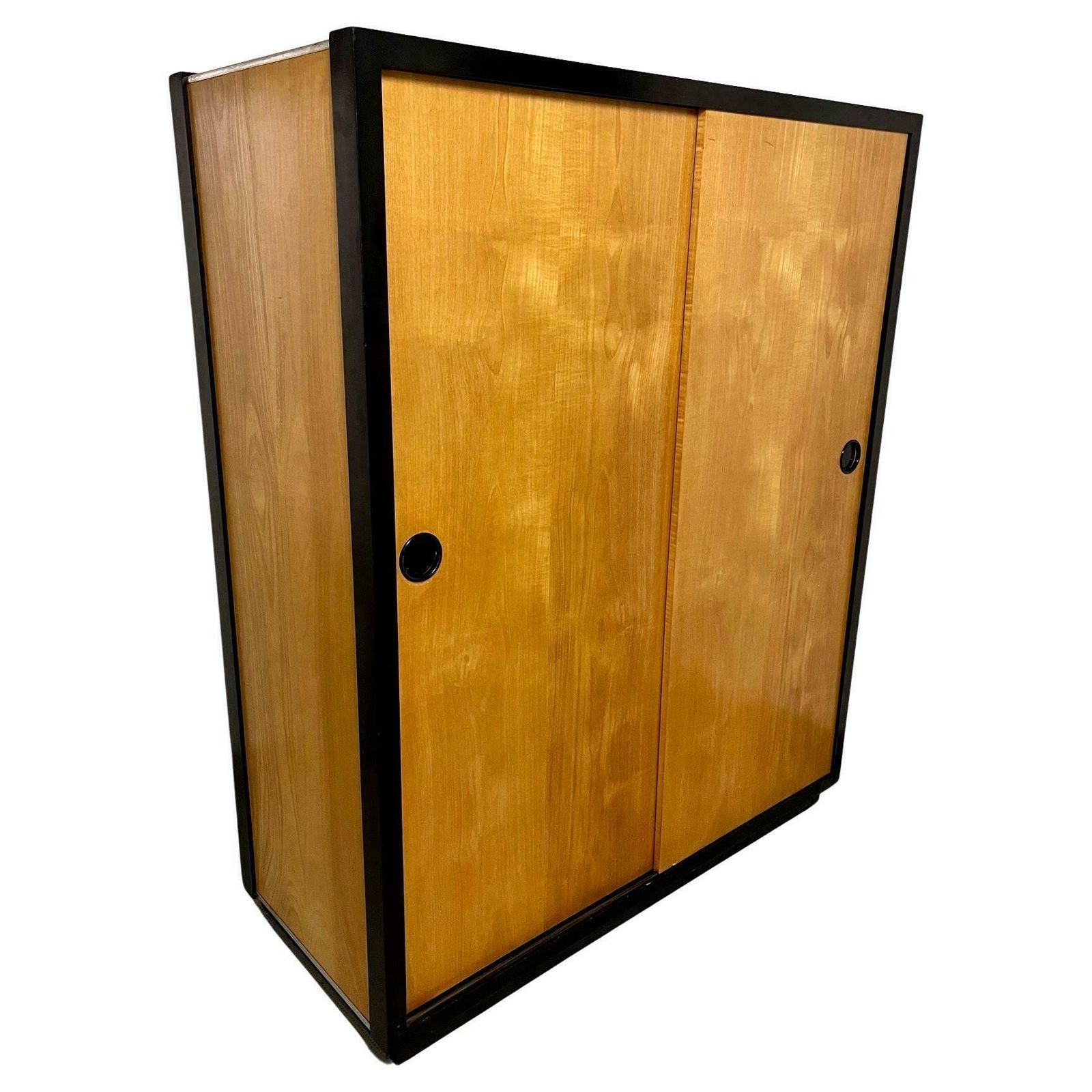 2 Teak Sliding Doors Wardrobe By Kurt Thut, Switzerland 1950s
