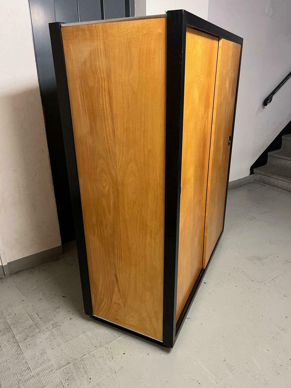 2 Teak Sliding Doors Wardrobe By Kurt Thut, Switzerland 1950s photo vinterior