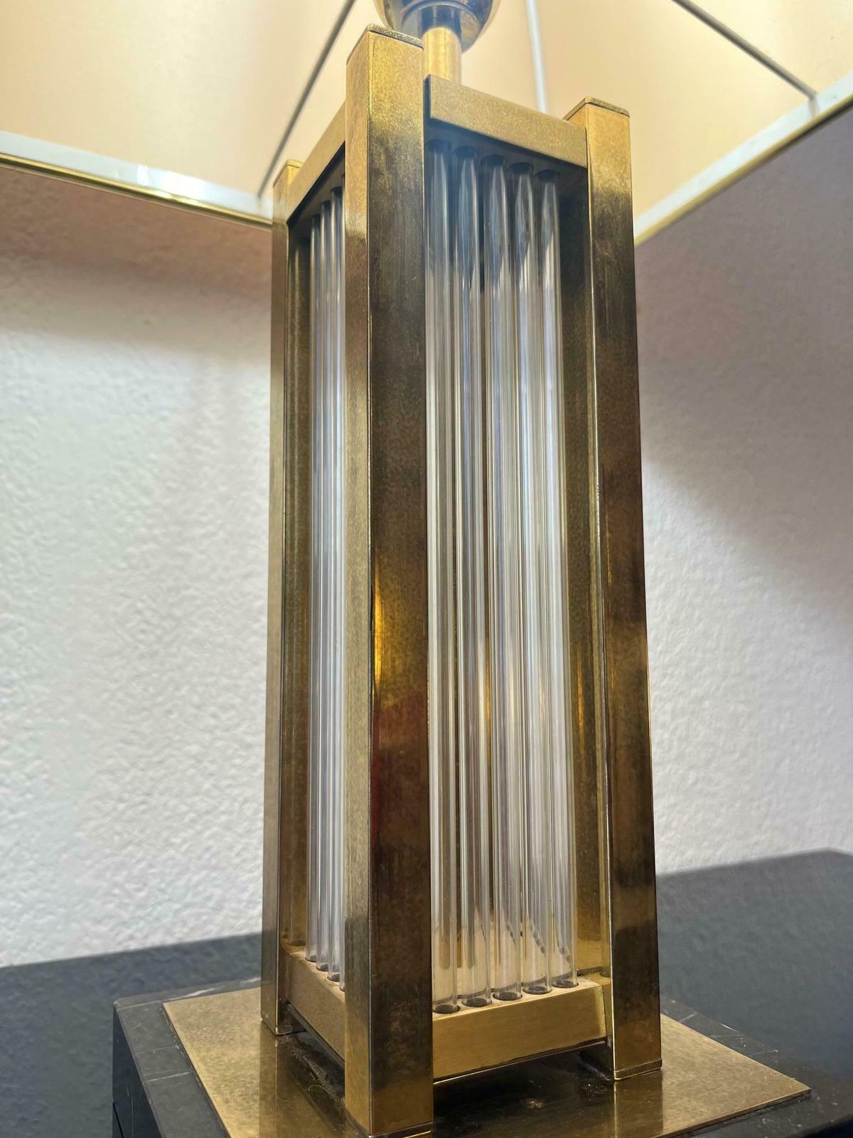 Pair Of Marble, Glass & Brass Table Lamps By Romeo Rega, Italy Ca. 1970s photo 2415.0