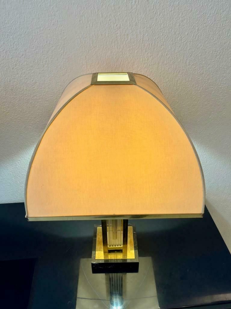 photo for sale Pair Of Marble, Glass & Brass Table Lamps By Romeo Rega, Italy Ca. 1970s