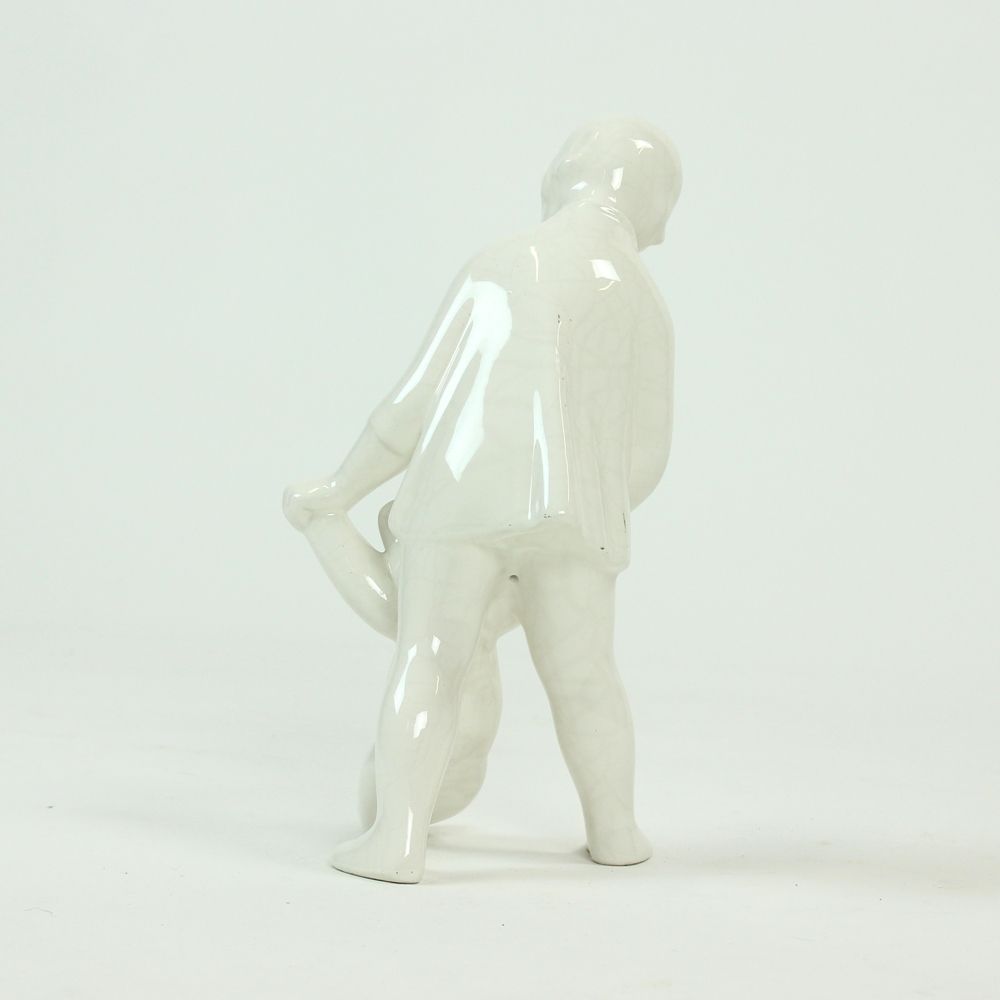 White Porcelain Sculpture Of A Girl With A Teddybear, Czechoslovakia 1960s photo for sale