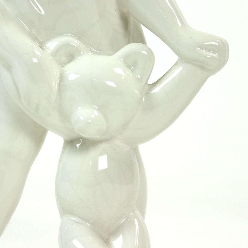 White Porcelain Sculpture Of A Girl With A Teddybear, Czechoslovakia 1960s photo buy