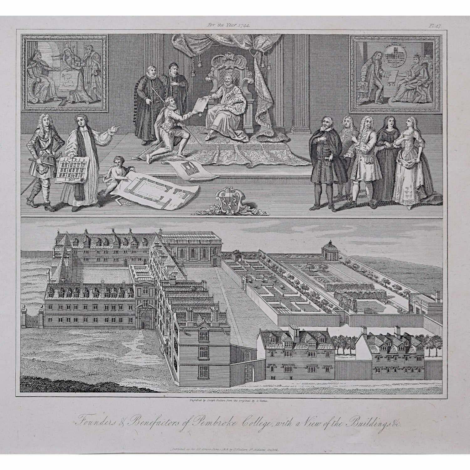 Joseph Skelton Pembroke College, Oxford Engraving By Joseph Skelton After G Vertue 1818