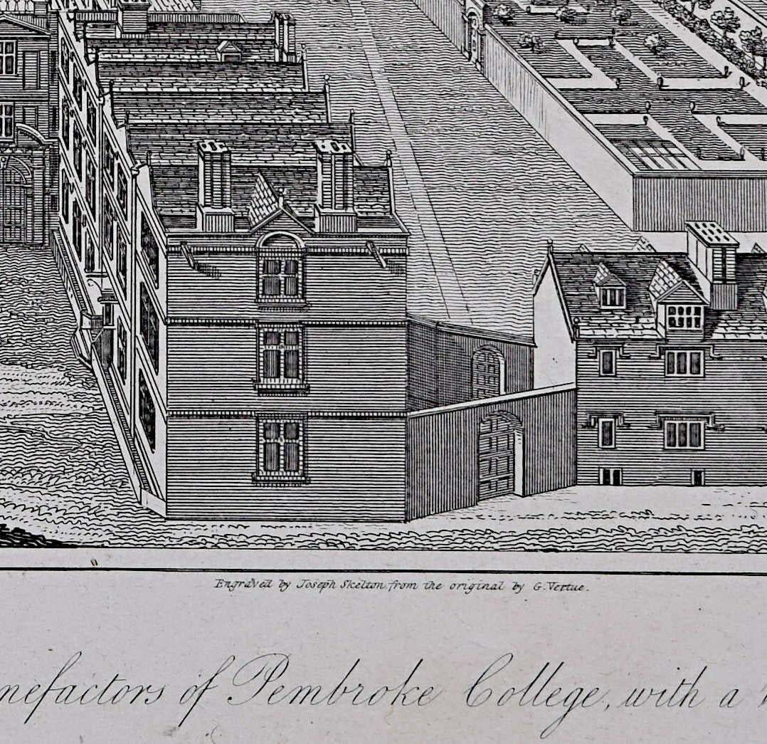 Joseph Skelton Pembroke College, Oxford Engraving By Joseph Skelton After G Vertue 1818 photo for sale