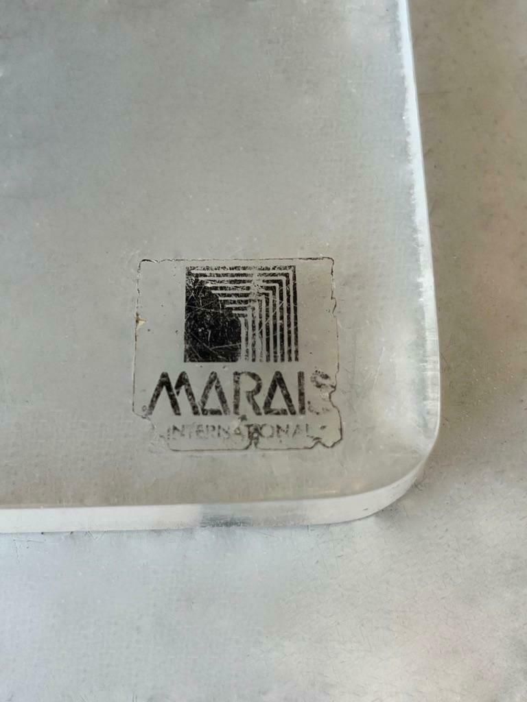 photo for sale 1/4 Vintage Acrylic & Faux Leather Stool By Marais International, France 1970s