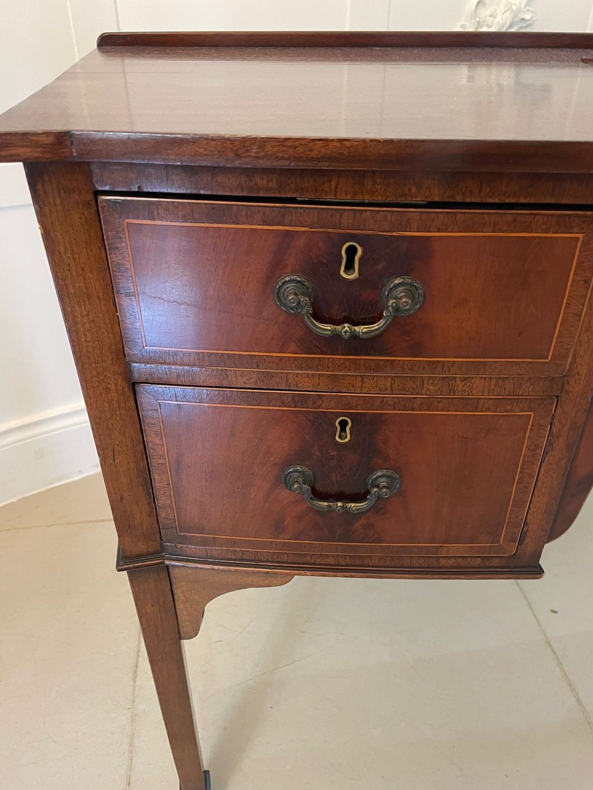 Antique Early 20th Century Mahogany Bow Front Inlaid Sideboard photo buy