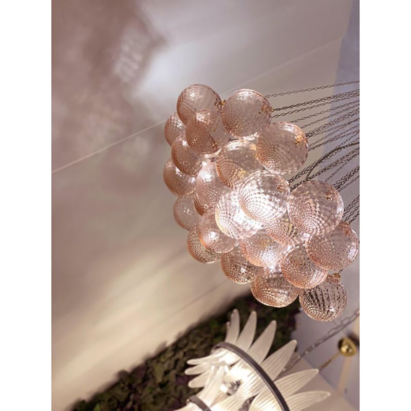 Contemporary Pink “Ballotton” Murano Glass Spheres Chandelier By Simoeng photo 12300.0