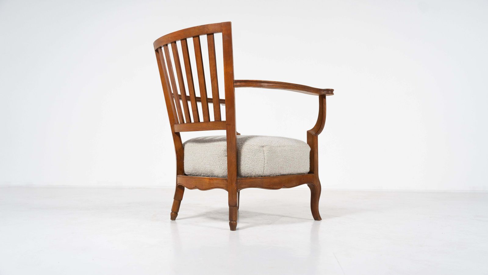 photo furniture Pair Of Wooden And Fabric Armchairs, 1960s   New Upholstery