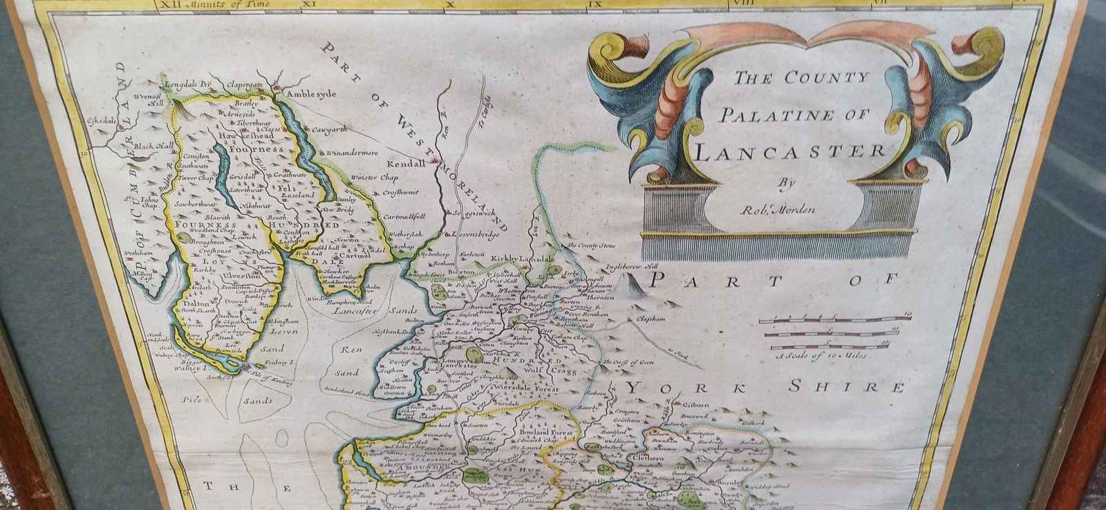 Palatine Of Lancaster Copper Plate Engraving Map, Handpainted. By Rob Morden For Abel Swale Awnsham And John Churchill photo furniture