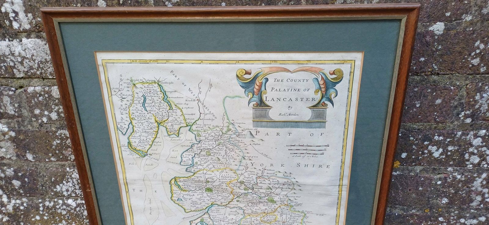 Palatine Of Lancaster Copper Plate Engraving Map, Handpainted. By Rob Morden For Abel Swale Awnsham And John Churchill photo Art